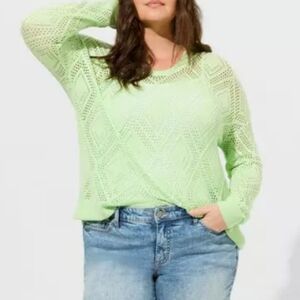 Torrid Pointelle Pullover Knit Long Sleeve Sweater